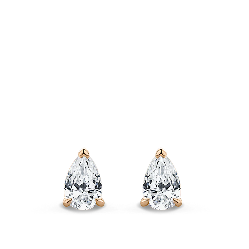 Pair Of 3.0 Ct. PEAR Shaped Solitaire Diamond Stud Earrings Set In  Classic Three Prong Basket Setting