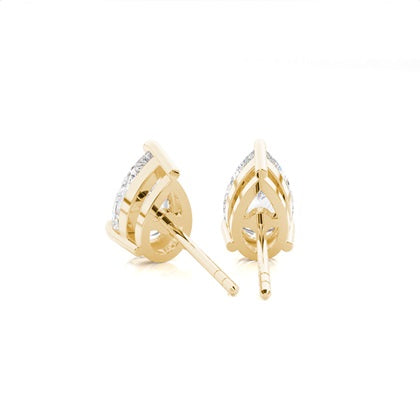 Pair Of 3.0 Ct. PEAR Shaped Solitaire Diamond Stud Earrings Set In  Classic Three Prong Basket Setting