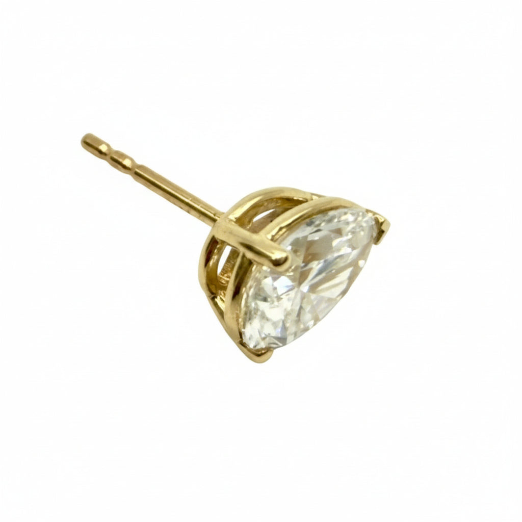 Pair of Studs With 4.0 Ct. PEAR Shaped Solitaire Diamonds Set In A Classic Three Prong Basket