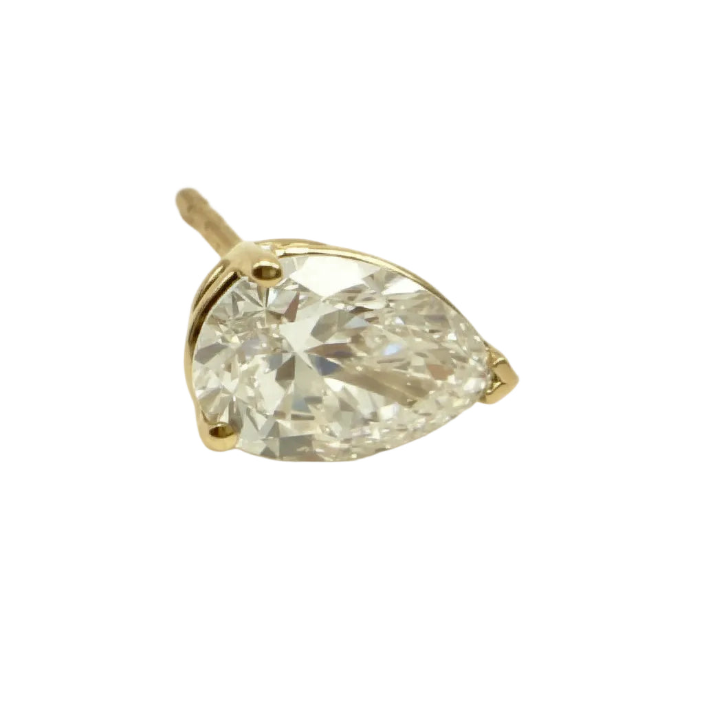Pair of Studs With 4.0 Ct. PEAR Shaped Solitaire Diamonds Set In A Classic Three Prong Basket