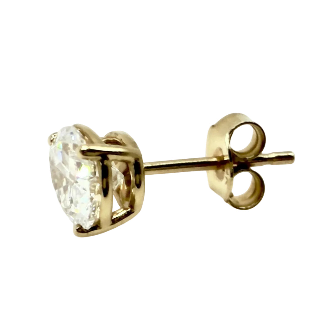 Pair of 3 Ct. Round Cut Solitaire Diamond Stud Earrings Secured in Classic 4 Prong Basket Setting