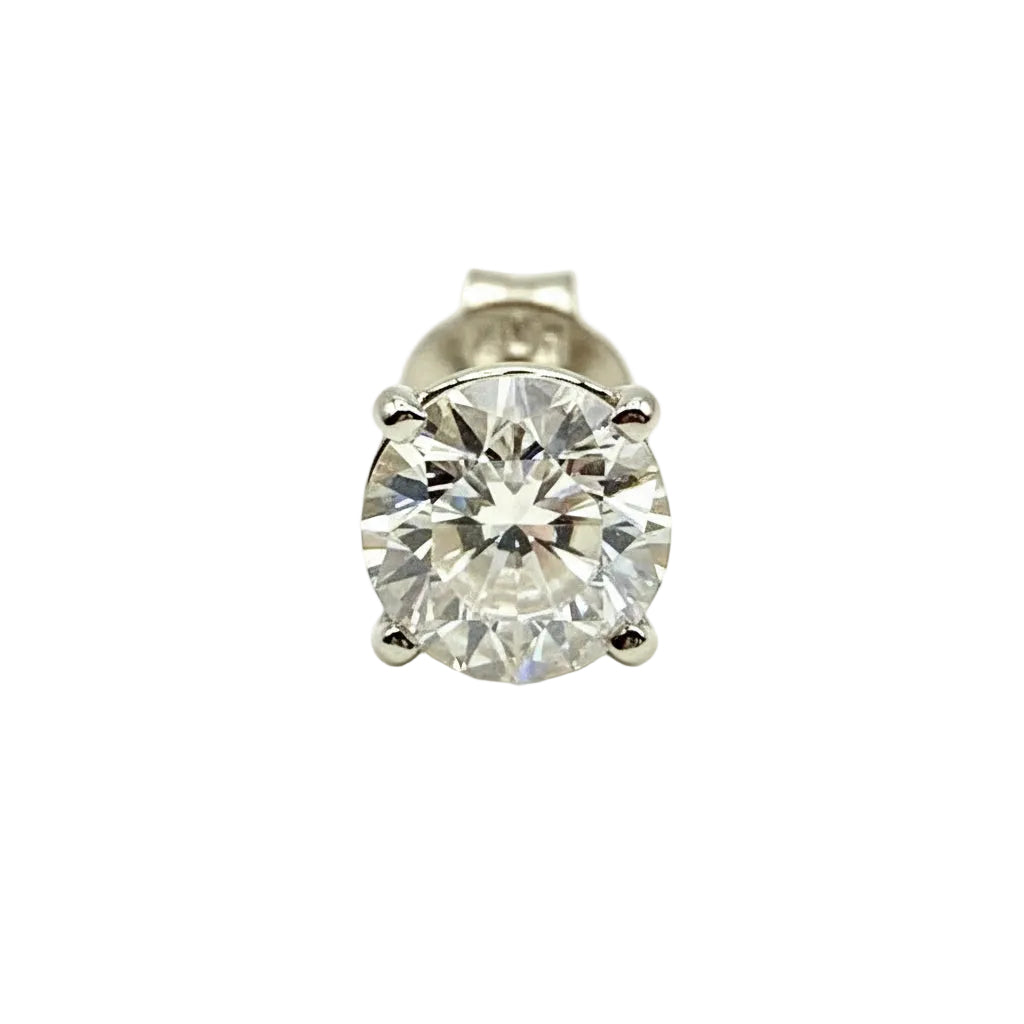 Pair of Studs With 1.5 Ct. ROUND Excellent Cut Diamonds Set In A Classic Four Prong Basket