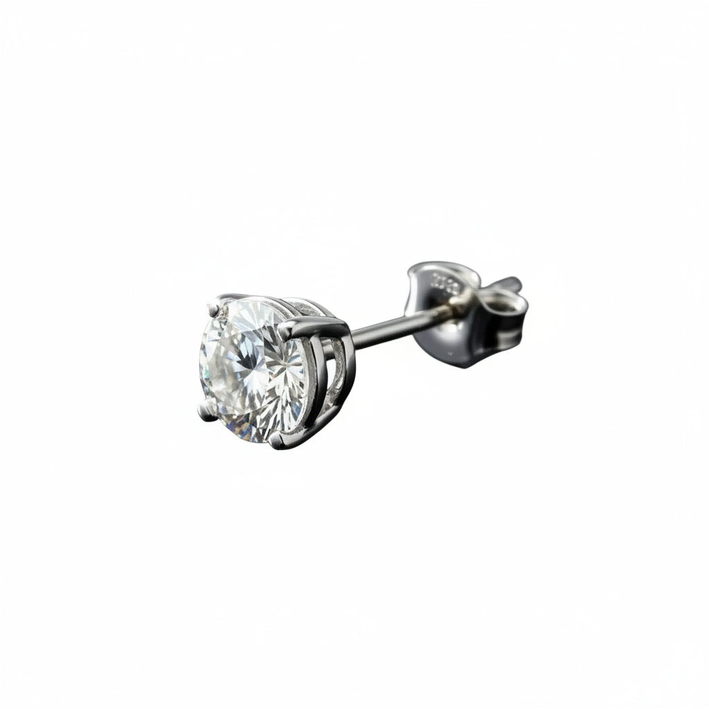 Single Piece Of Stud With 0.25 Ct. ROUND Brilliant Cut Stone Set In A Classic Four Prong Basket