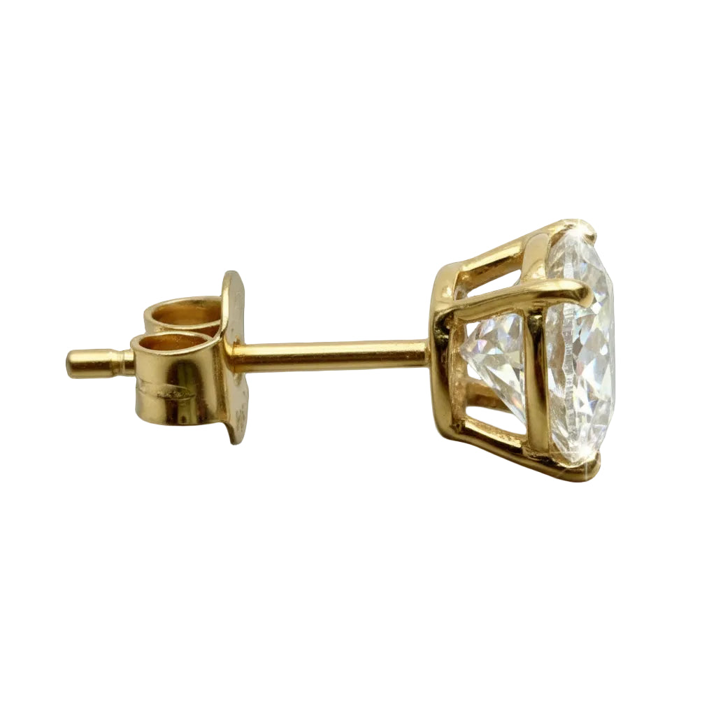 Pair of 3 Ct. Round Cut Solitaire Diamond Stud Earrings Secured in Classic 4 Prong Basket Setting