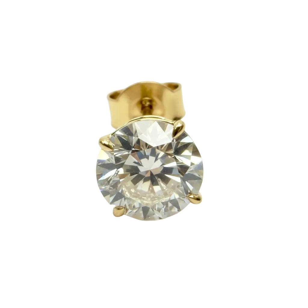 Pair of 3 Ct. Round Cut Solitaire Diamond Stud Earrings Secured in Classic 4 Prong Basket Setting