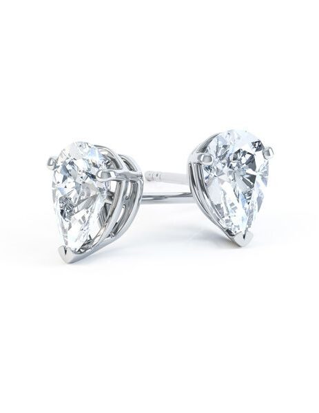Pair of Studs With 1.0 Ct. PEAR Shaped Excellent Cut Stones Set In A Classic Three Prong Basket