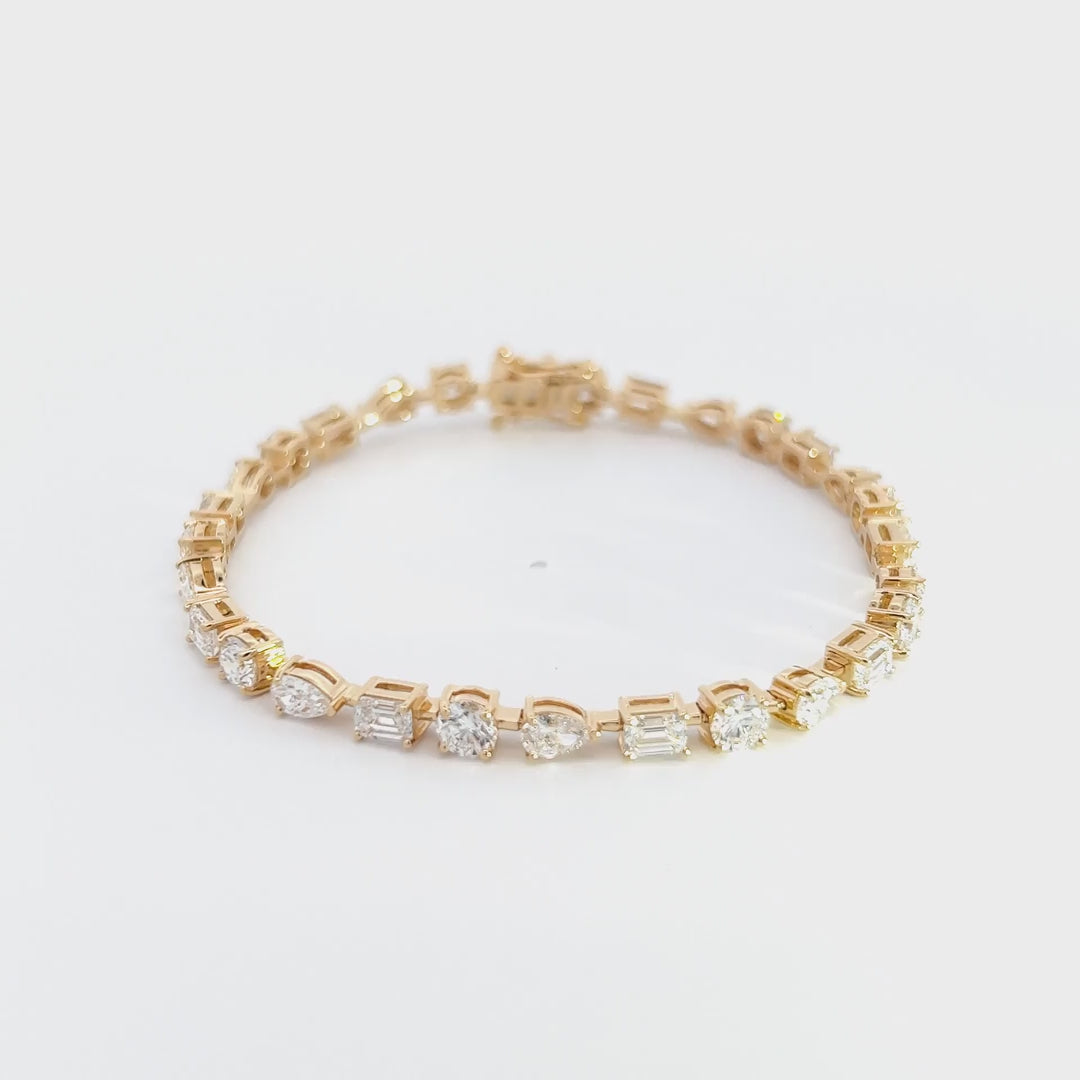 21 Ct. Tennis Bracelet with Multi Shaped Diamonds Crafted In 18K Solid Gold