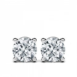 Pair of Studs With 1.0 Ct. ROUND Excellent Cut Diamonds Set In A Classic Four Prong Basket