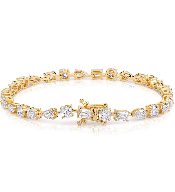 21 Ct. Tennis Bracelet with Multi Shaped Diamonds Crafted In 18K Solid Gold